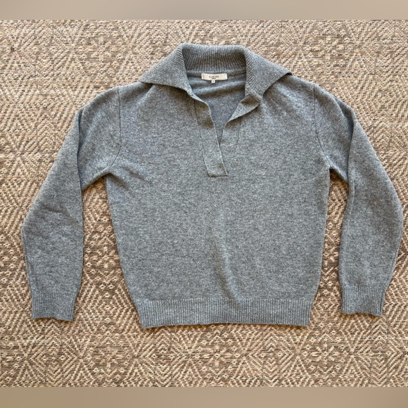 Almina Concept Women's Gray Split-Neck Long Sleeve Polo Wool Sweater Cropped SM - Picture 1 of 5
